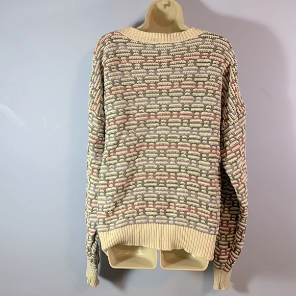 Vintage steeple chase womens 3D knit sweater white green mauve size medium ish - Picture 3 of 7